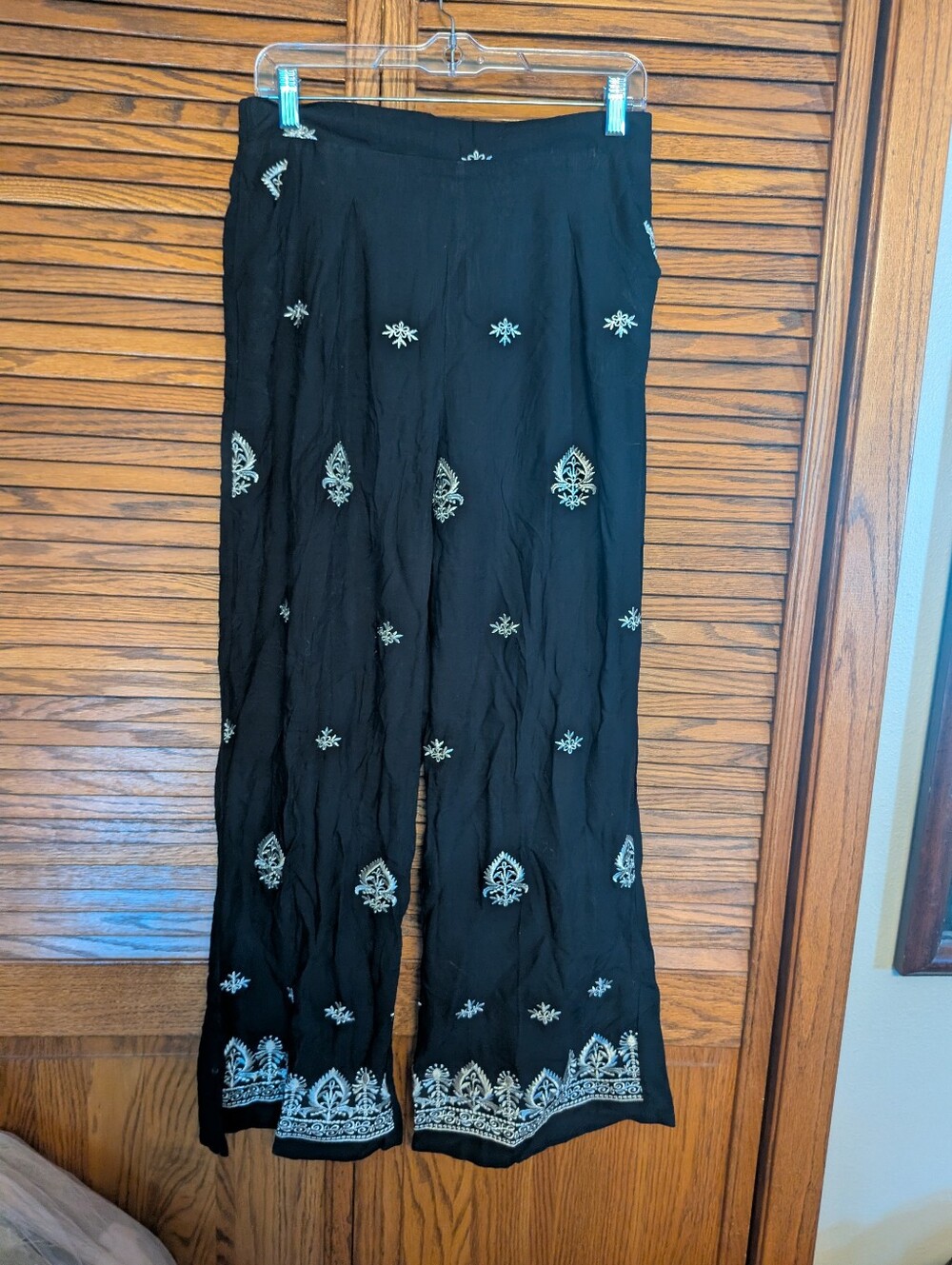 La Reyna NWT Black & White Wide Leg Boho Pants Sizes L & XL